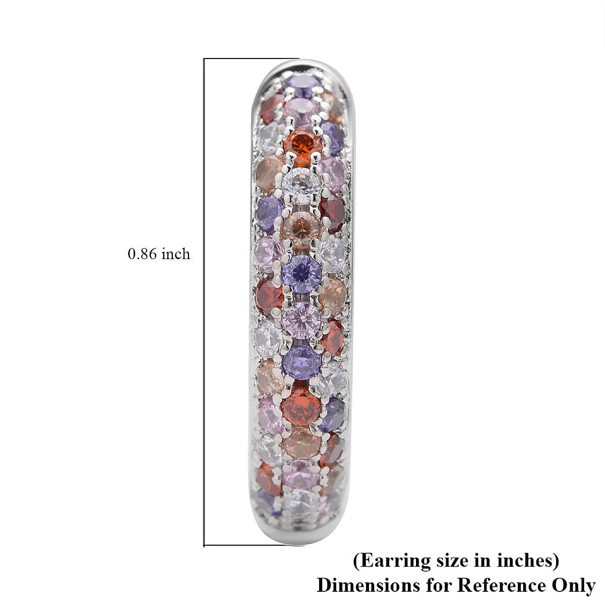 Simulated Multi Color Diamond Hoop Earrings in Silvertone 3.65 ctw