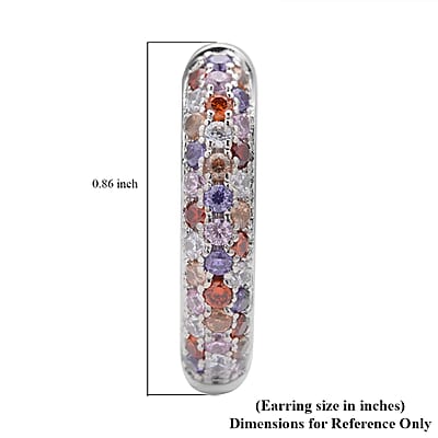 Simulated Multi Color Diamond Hoop Earrings in Silvertone 3.65 ctw