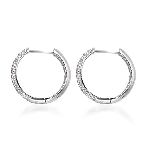 Simulated Diamond Hoop Earrings in Silvertone 3.65 ctw
