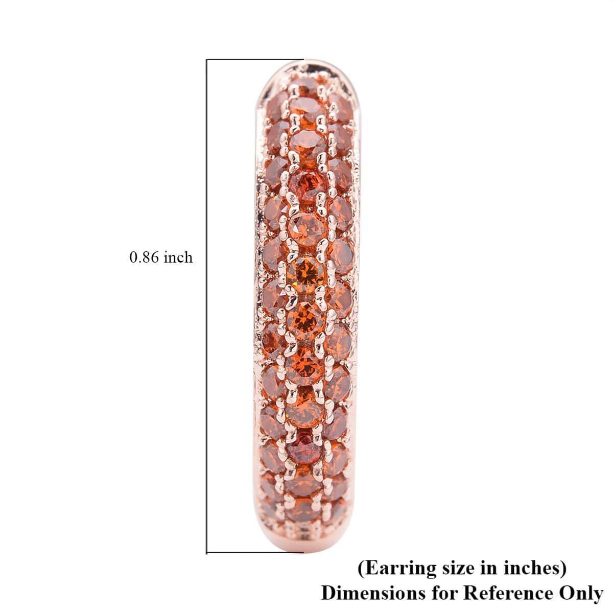 Simulated Garnet Color Diamond Hoop Earrings in Rosetone 3.65 ctw image number 4