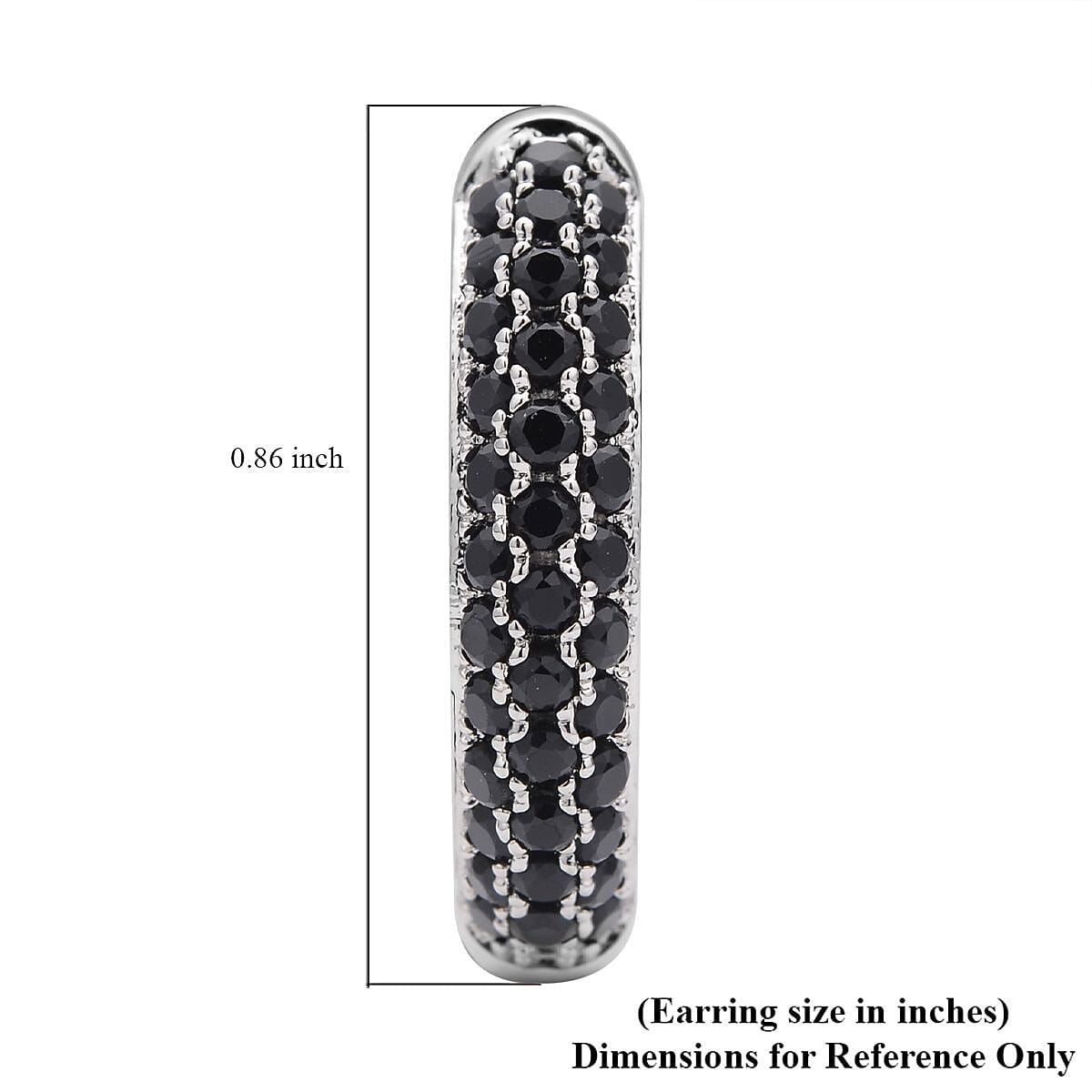 Simulated Black Diamond Hoop Earrings in Silvertone 3.65 ctw image number 4