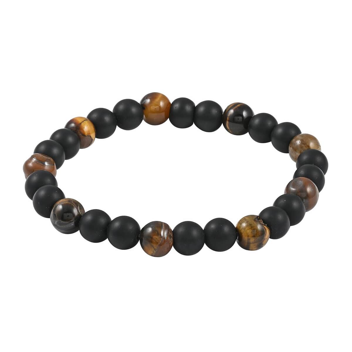 Tiger's Eye and Lava Stone Beaded Stretch Bracelet 18.00 ctw image number 0