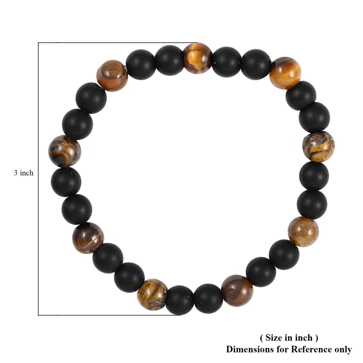 Tiger's Eye and Lava Stone Beaded Stretch Bracelet 18.00 ctw image number 3