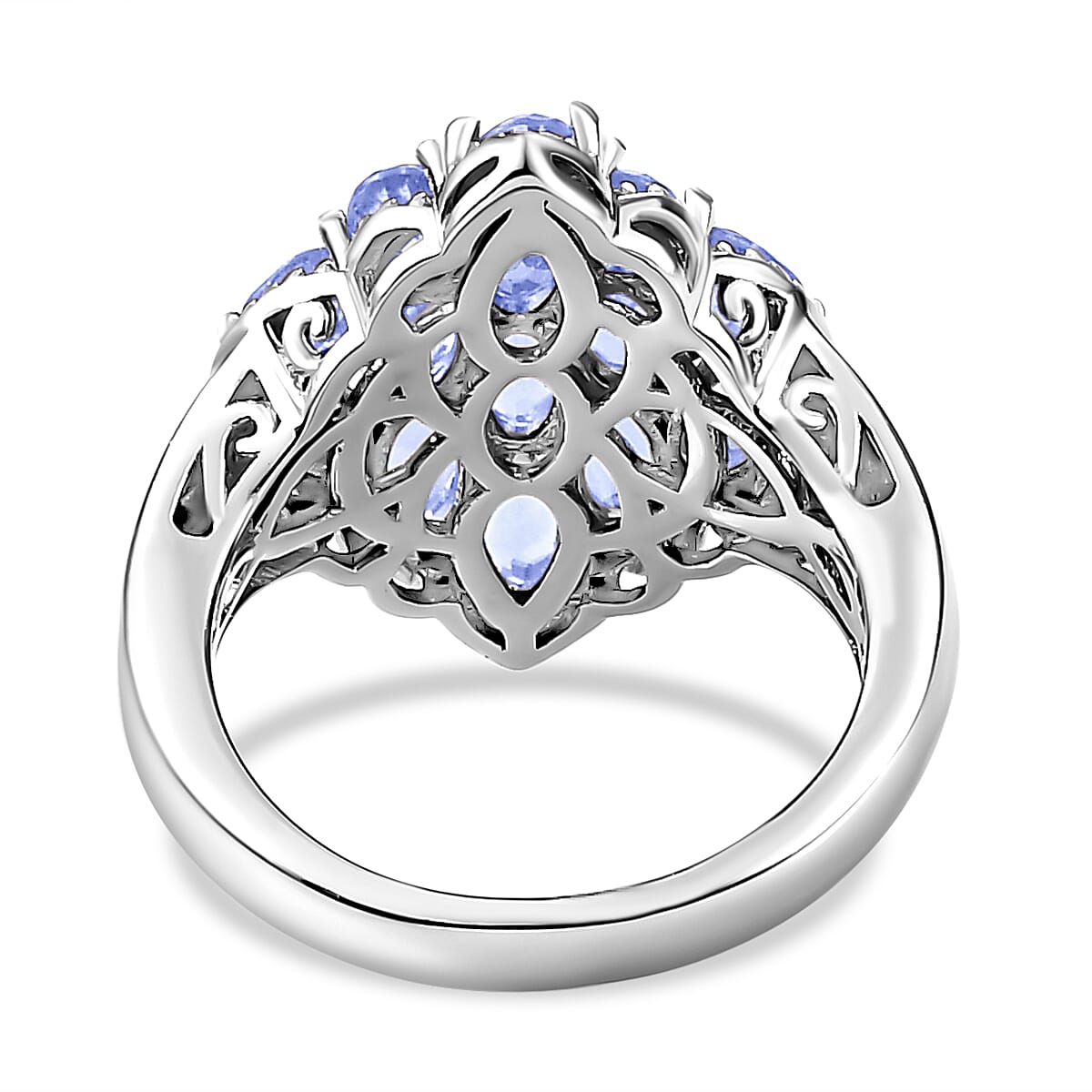 Tanzanite 3.22 ctw Ring in Platinum Over Sterling Silver (Size 10.0) (5.8 g)