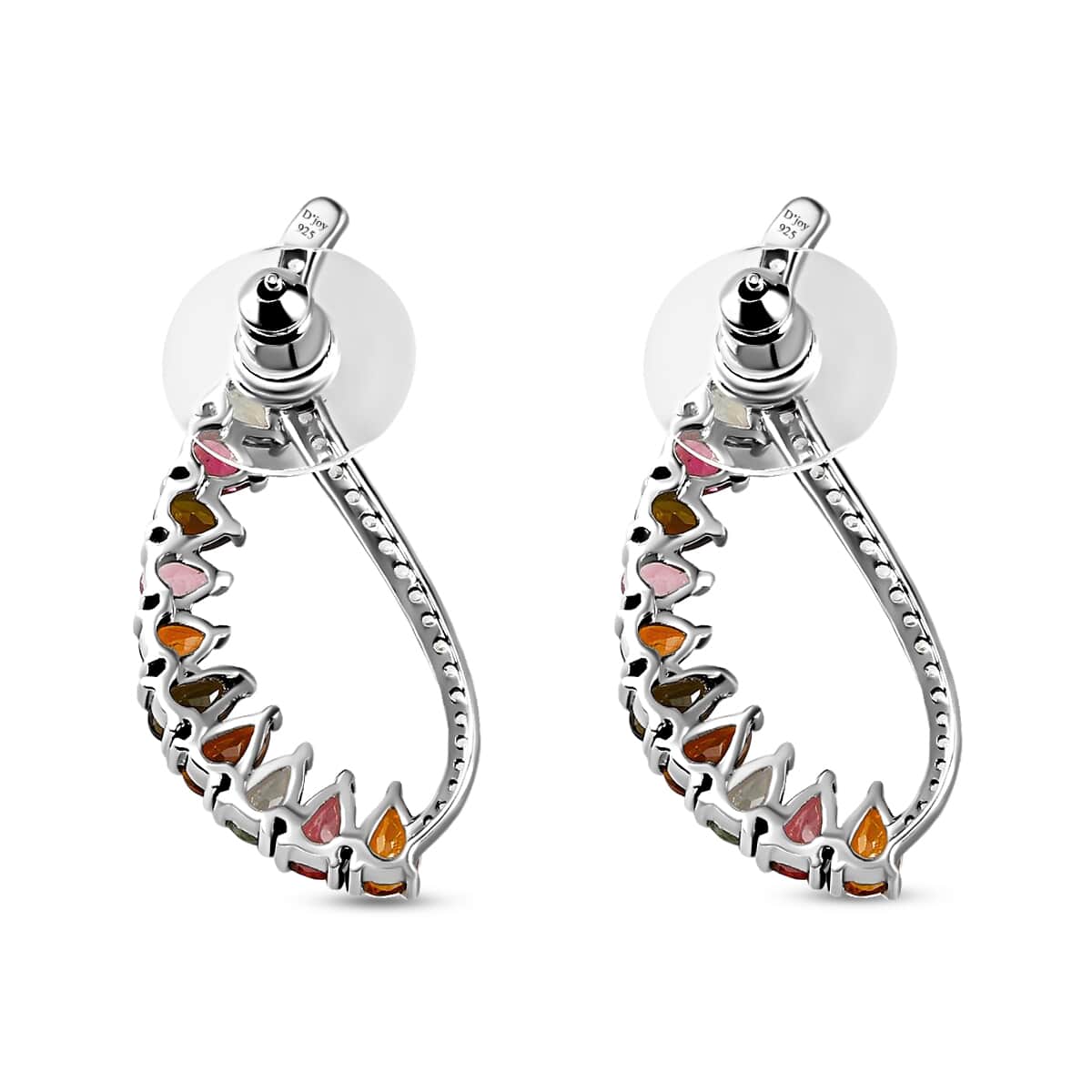 Multi Tourmaline Earrings , Zircon Accent Earrings , Fancy Earrings, Sterling Silver Earrings 4.15 ctw image number 3