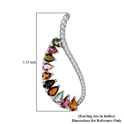 Multi Tourmaline Earrings , Zircon Accent Earrings , Fancy Earrings, Sterling Silver Earrings 4.15 ctw