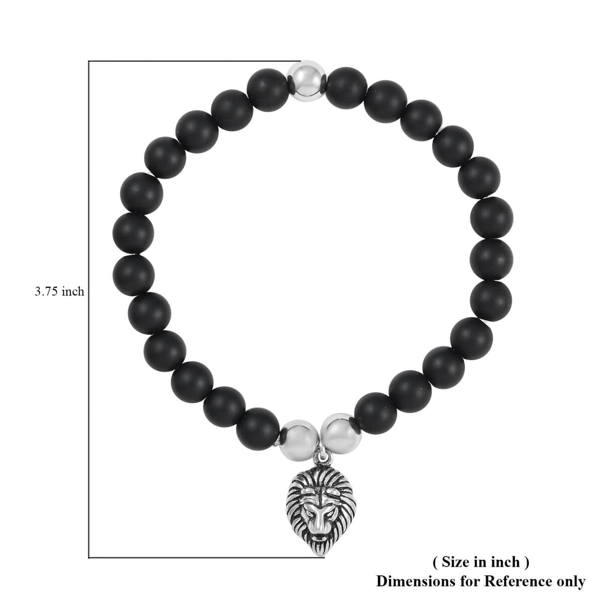 Lava Beaded Stretch Bracelet with Lion Head in Stainless Steel , Tarnish-Free, Waterproof, Sweat Proof Jewelry image number 3