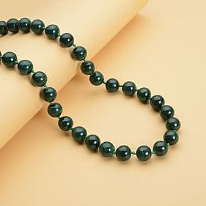 Malachite 402.00 ctw Necklace in Rhodium Over Sterling Silver 20 Inches