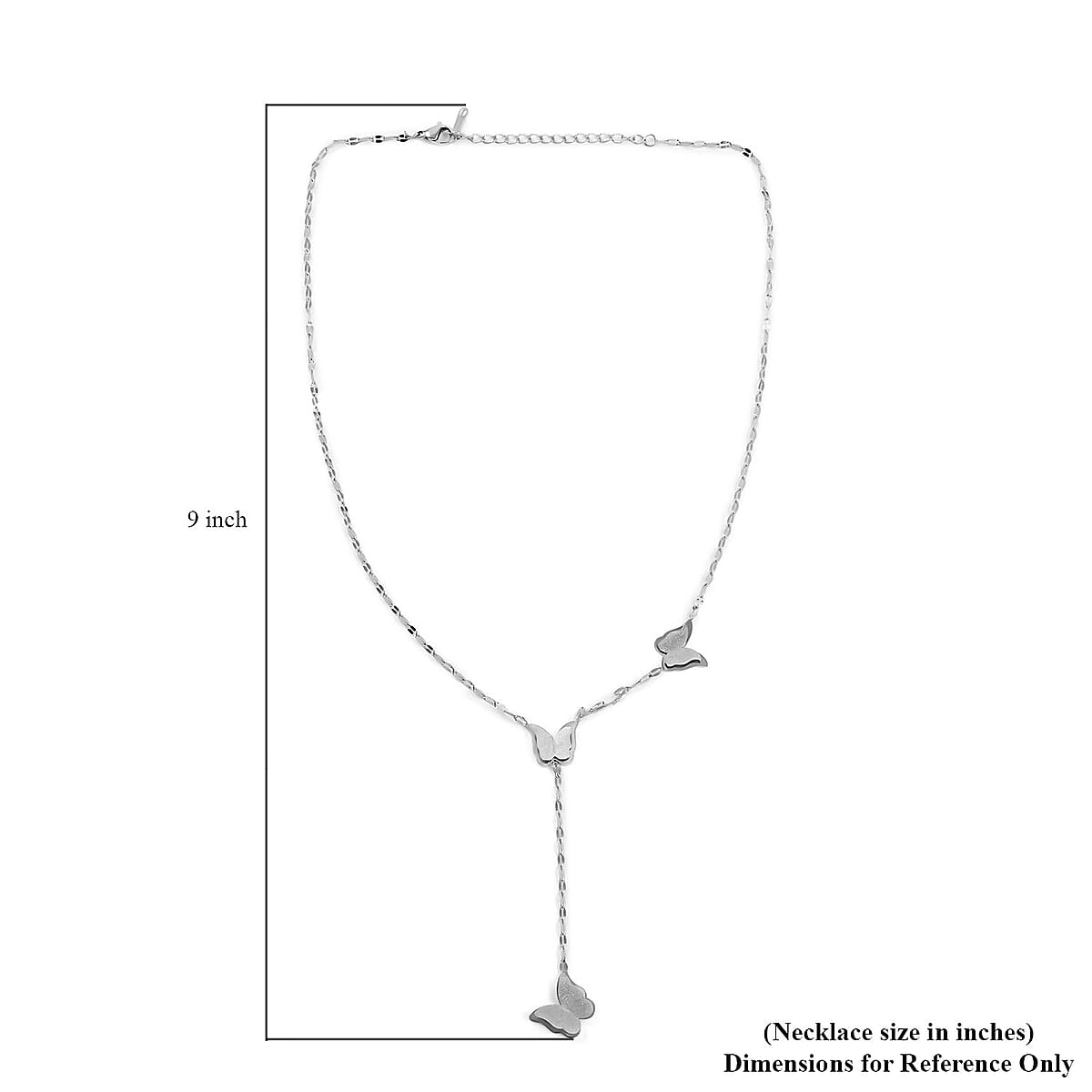 Sandblasted Butterfly Lariat Necklace 16 Inches in Stainless Steel image number 4