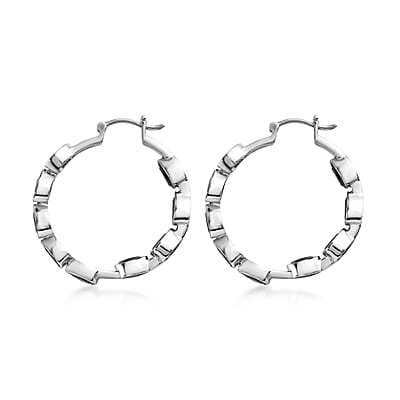 Thai Black Spinel Inside Out Hoop Earrings in Stainless Steel 9.60 ctw