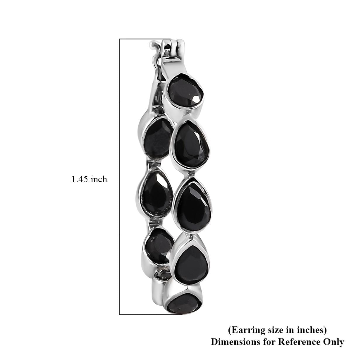 Thai Black Spinel Inside Out Hoop Earrings in Stainless Steel 9.60 ctw image number 4