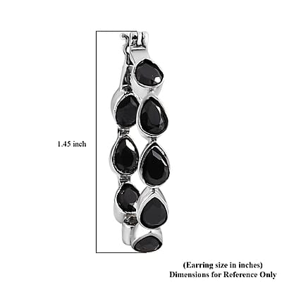 Thai Black Spinel Inside Out Hoop Earrings in Stainless Steel 9.60 ctw