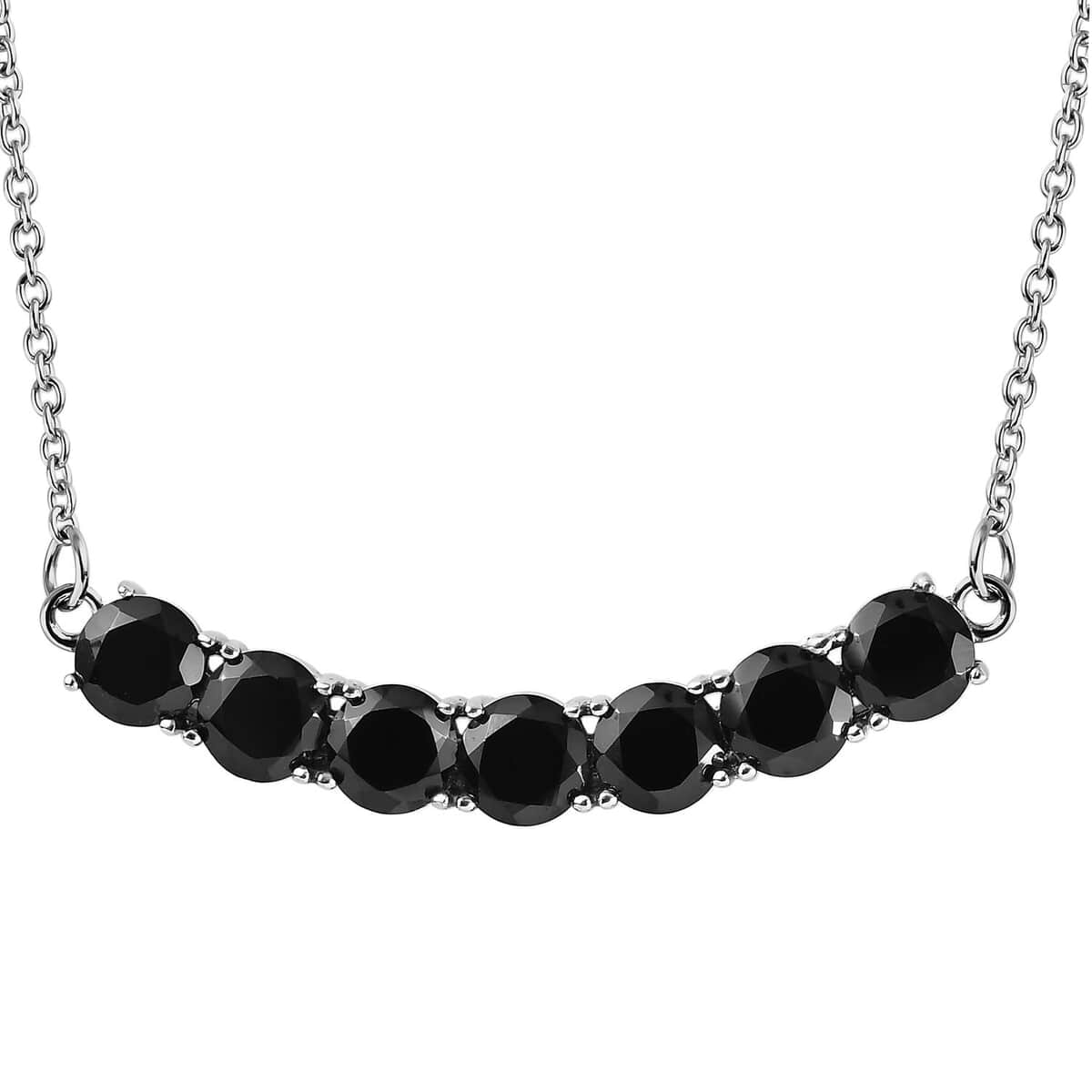 Thai Black Spinel Necklace 18 Inches in Stainless Steel 7.75 ctw image number 0