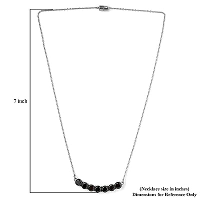 Thai Black Spinel Necklace 18 Inches in Stainless Steel 7.75 ctw