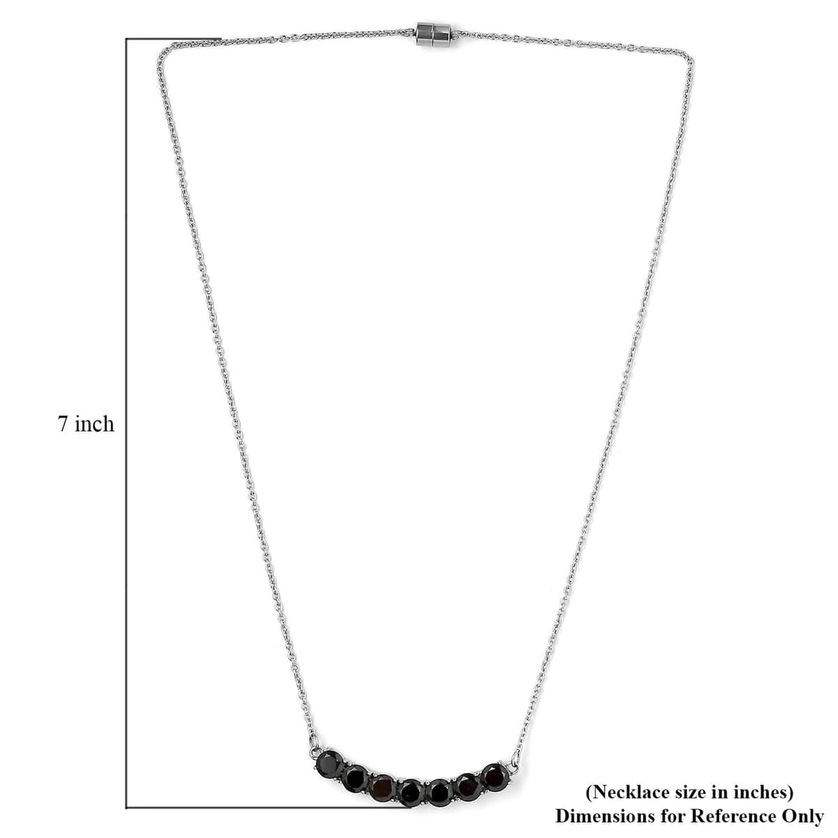 Thai Black Spinel Necklace 18 Inches in Stainless Steel 7.75 ctw image number 5