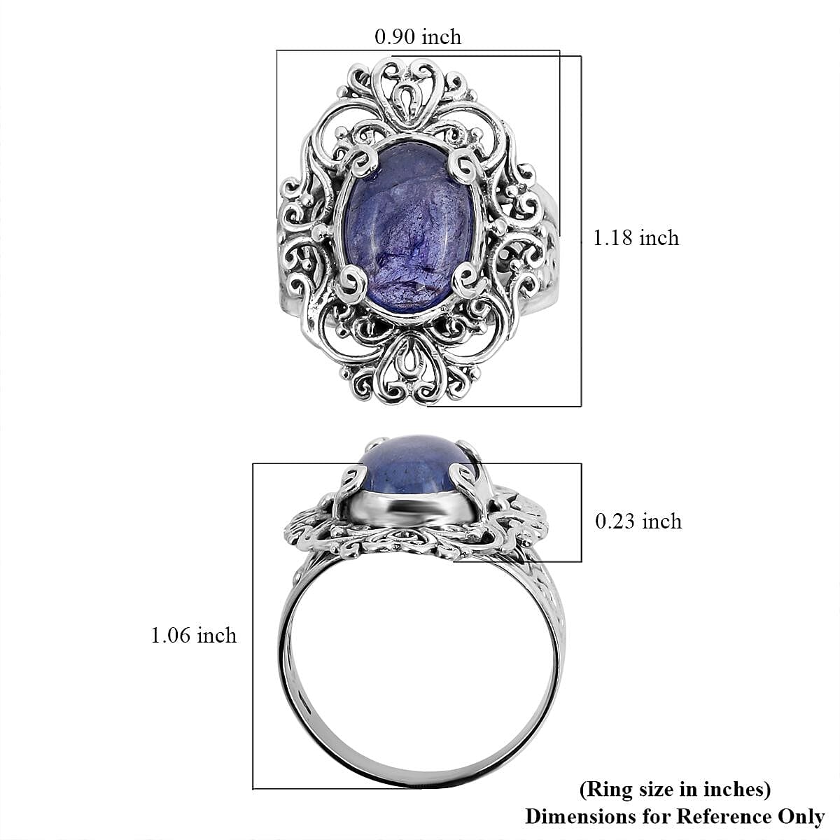 Doorbuster BALI LEGACY Tanzanite Ring in Sterling Silver 9 Grams 7.35 ctw image number 5