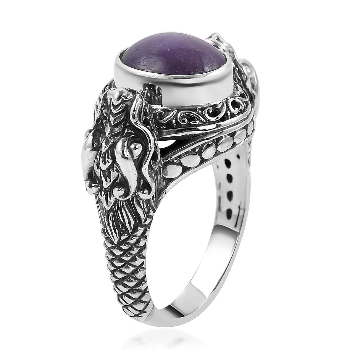 Bali Legacy Indian Star Ruby Dragon Ring in Sterling Silver (Size 5.0) 8.35 ctw image number 3