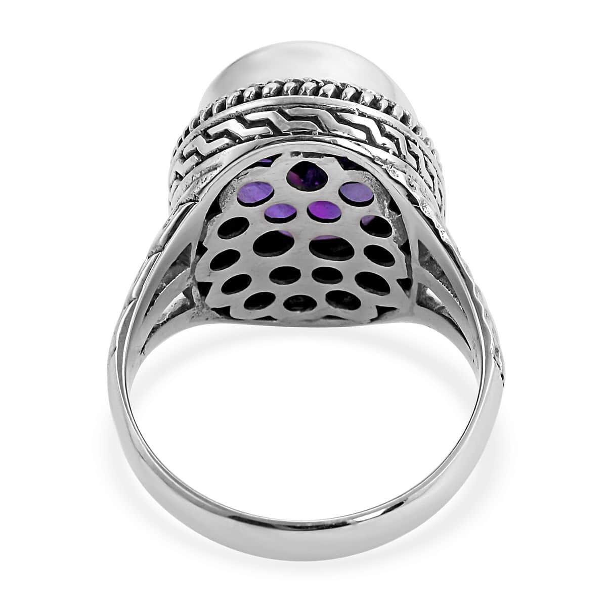 Bali Legacy Premium African Amethyst Ring in Sterling Silver (Size 6.0) 7.80 Grams 12.50 ctw image number 4