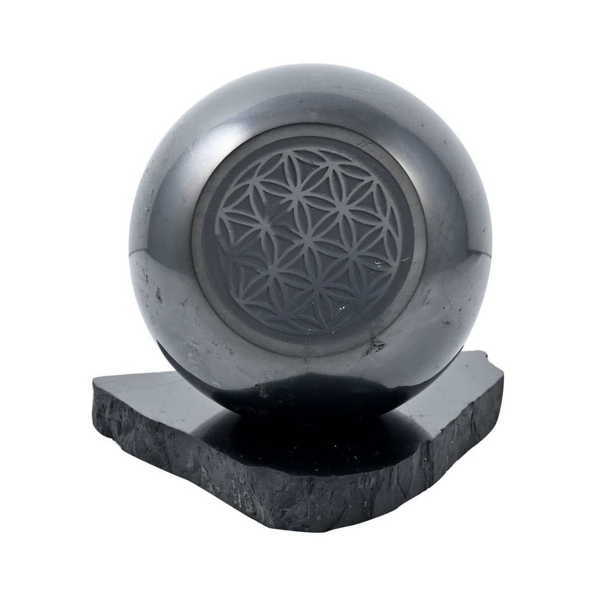 Shungite Flower of Life Engraved Spheres Shungite Flower of Life Engraved Spheres