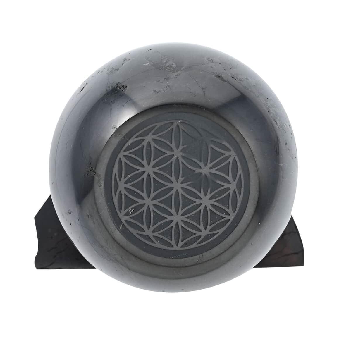 Flower of Life Engraved Shungite Sphere with Stand Approx. 4472ctw image number 4