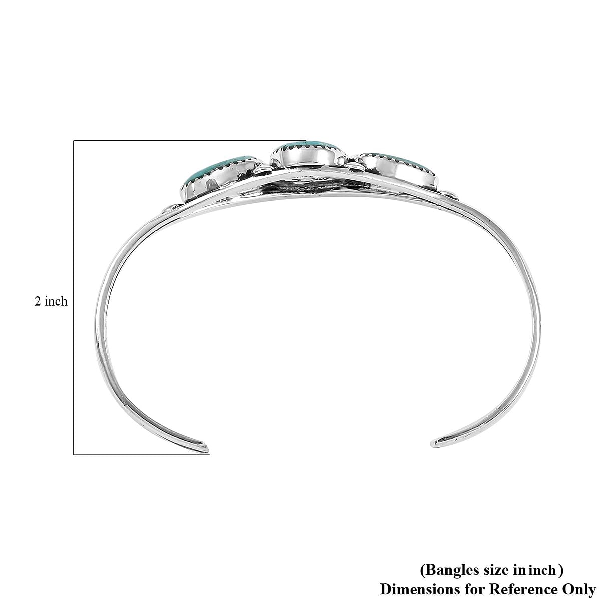 SANTA FE Style Kingman Turquoise Cuff Bracelet in Sterling Silver (6.00 In) 15.10 Grams 10.00 ctw image number 3