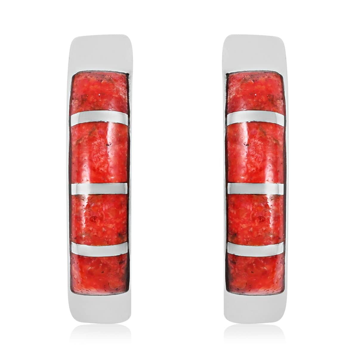 Santa Fe Style Coral Earrings in Sterling Silver image number 0