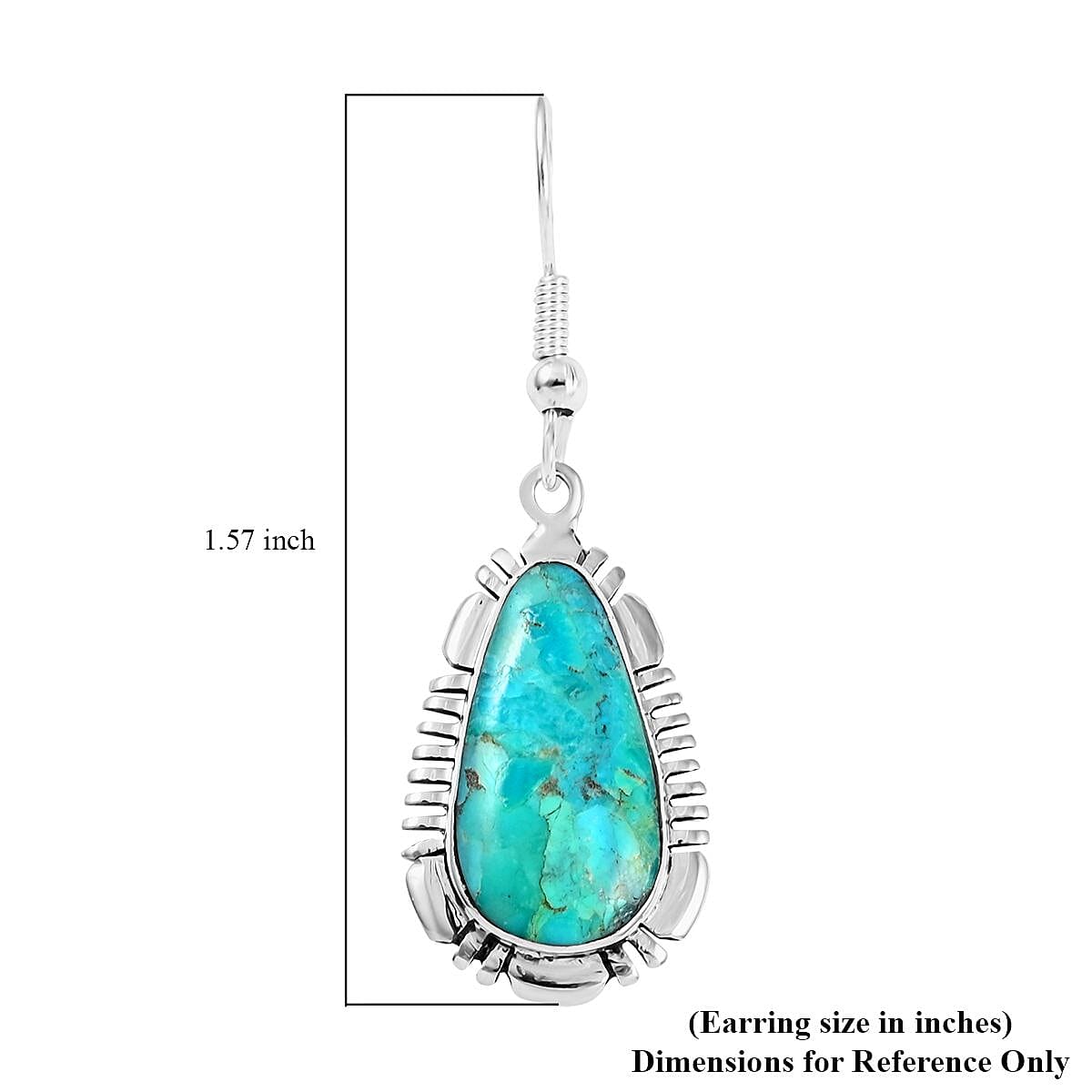 Santa Fe Style Kingman Turquoise Dangle Earrings in Sterling Silver 4.00 ctw