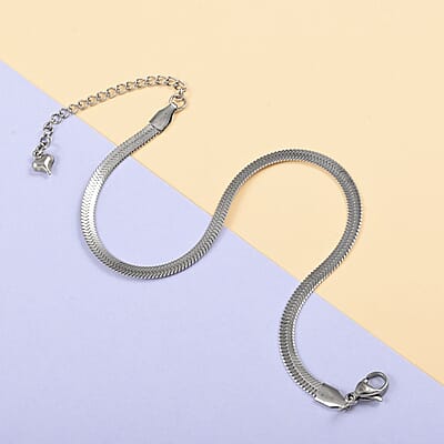 Herringbone Chain Anklet 9 Inches in Stainless Steel
