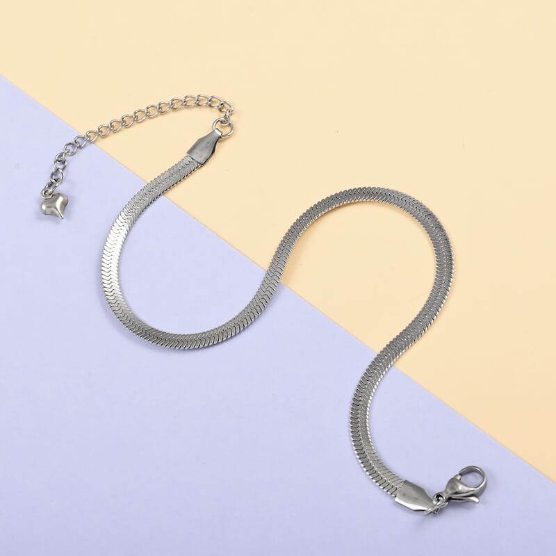 Herringbone Chain Anklet 9 Inches in Stainless Steel