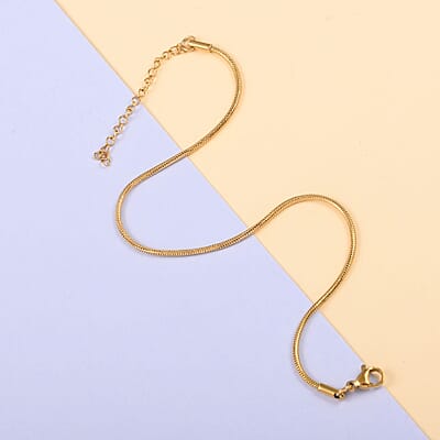 Snake Chain Anklet (9 In) in ION Plated YG Stainless Steel | Tarnish-Free, Waterproof, Sweat Proof Jewelry