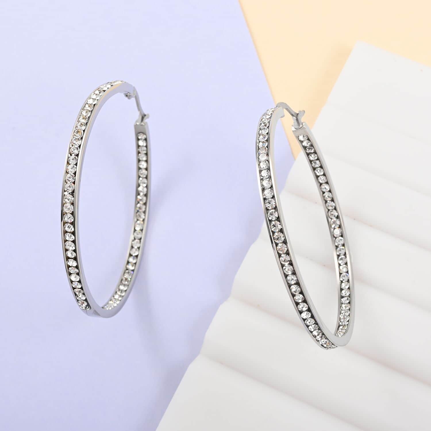 Simulated diamond hot sale hoop earrings