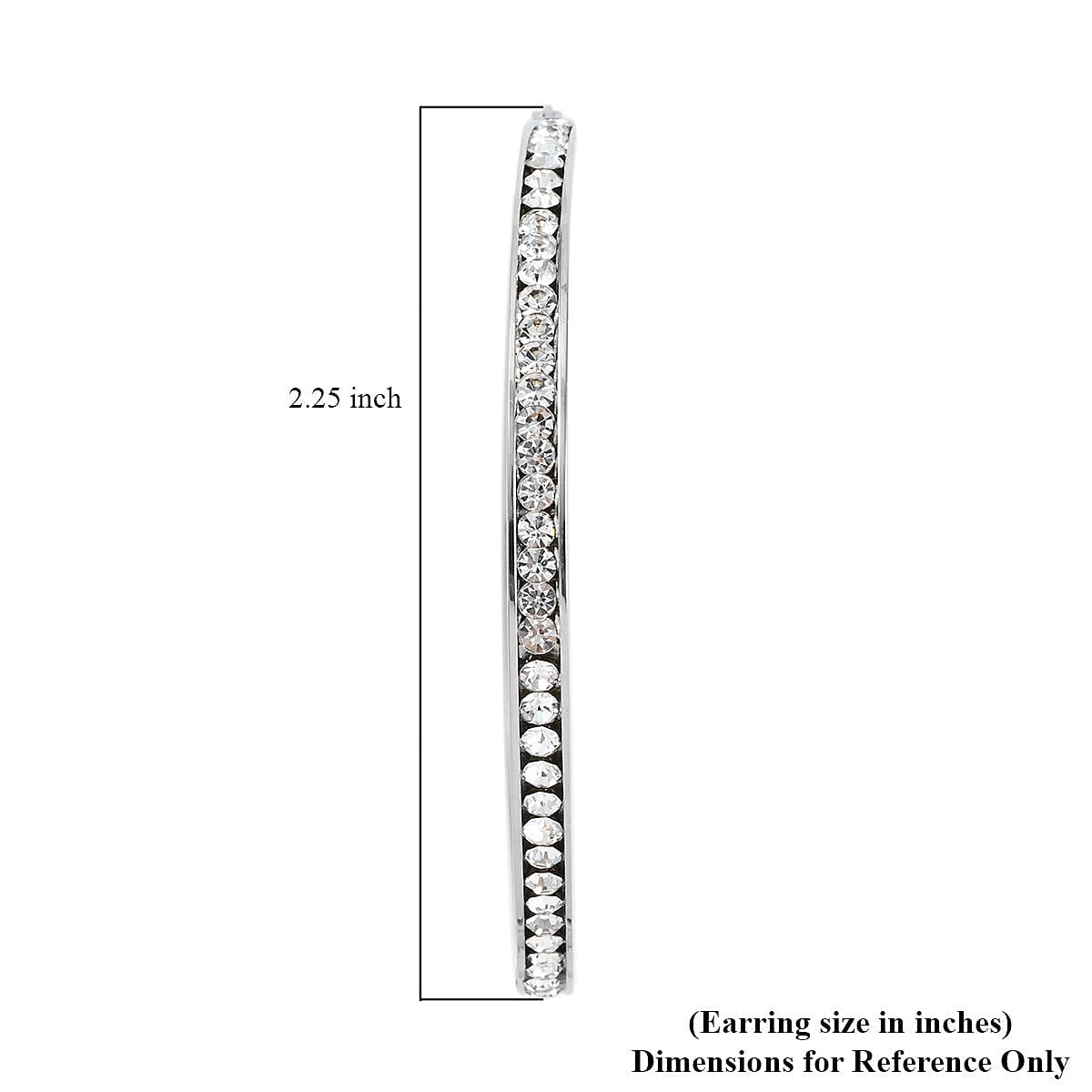 Simulated Diamond Hoop Earrings in Stainless Steel, Tarnish-Free, Waterproof, Sweat Proof Jewelry