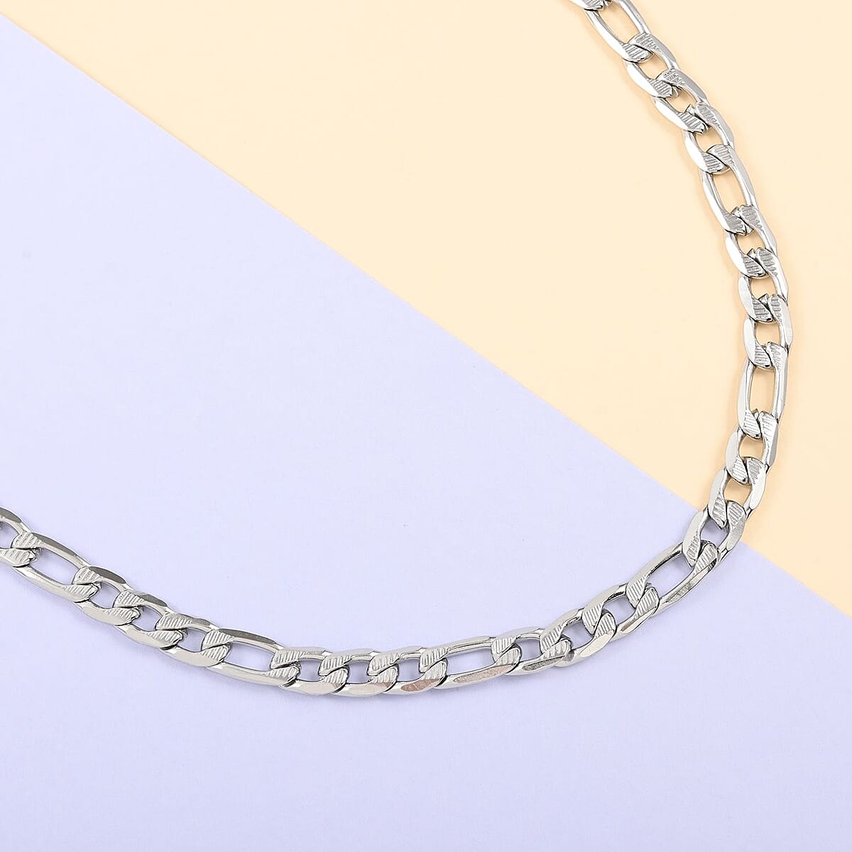 8mm Figaro Necklace in Stainless Steel 42.30 Grams 24 Inches image number 1