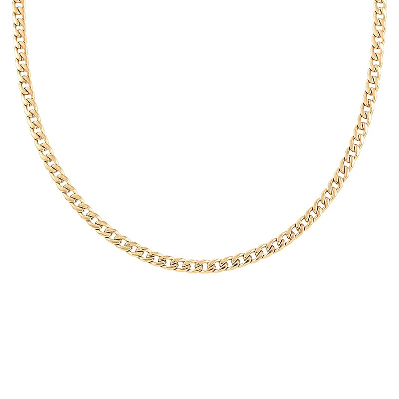 4.4mm Curb Necklace (24 Inches) in ION Plated YG Stainless Steel (18.60 g) , Tarnish-Free, Waterproof, Sweat Proof Jewelry