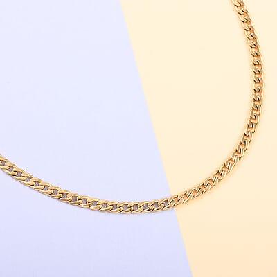 4.4mm Curb Necklace (24 Inches) in ION Plated YG Stainless Steel (18.60 g) , Tarnish-Free, Waterproof, Sweat Proof Jewelry