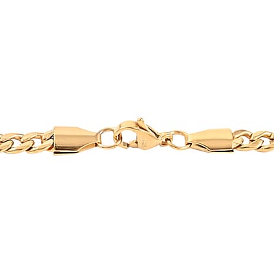 4.4mm Curb Necklace (24 Inches) in ION Plated YG Stainless Steel (18.60 g) , Tarnish-Free, Waterproof, Sweat Proof Jewelry