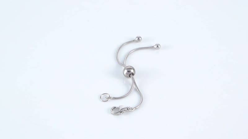 Rhodium Over Sterling Silver 9mm Lobster Lock with 2Inch Each Side Snake Extender Chain and 6mm Adjusting Bead