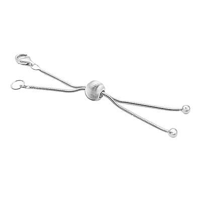 9mm Lobster Lock with 2Inch Each Side Snake Extender Chain and 6mm Adjusting Cat Eye Beads in Rhodium Over Sterling Silver