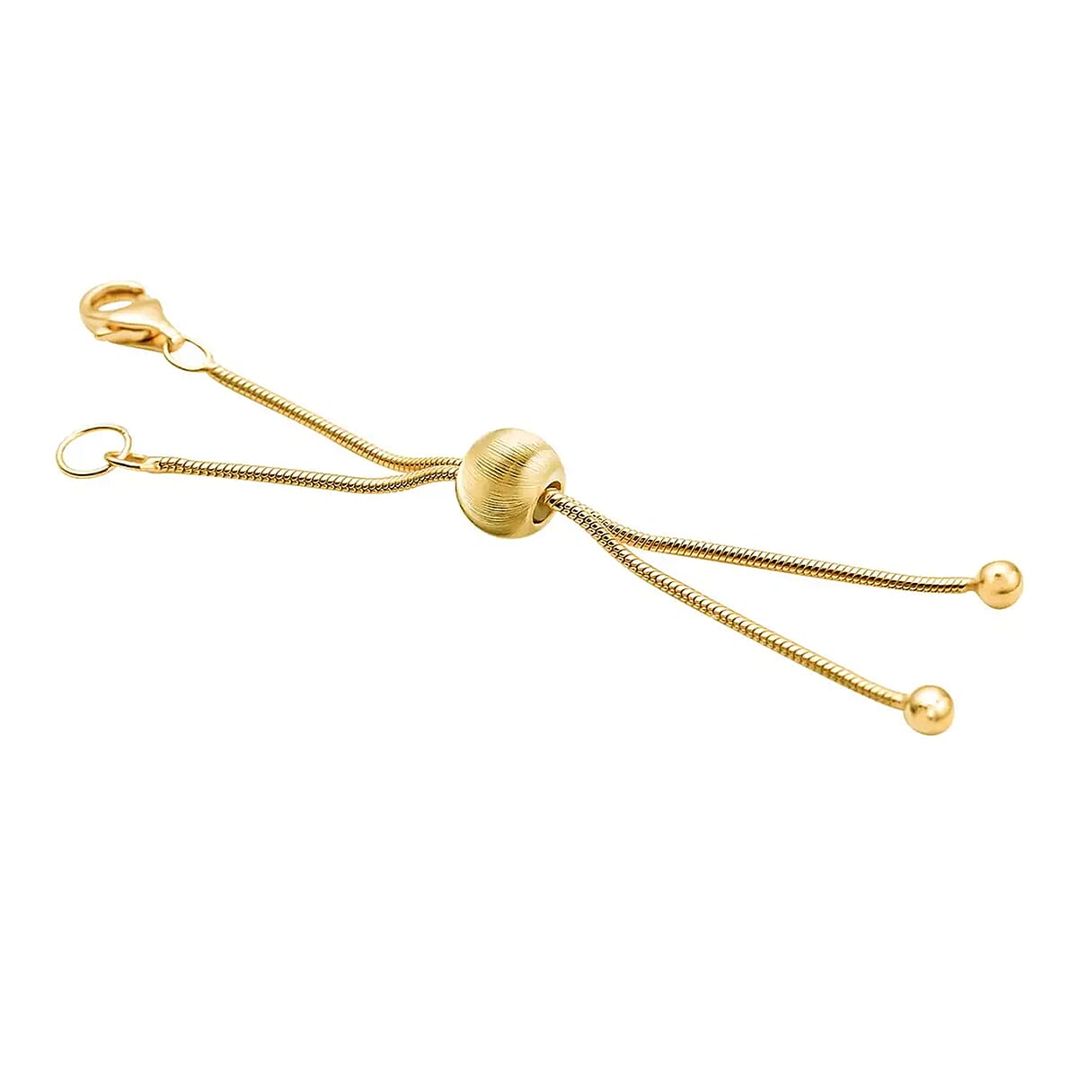 9mm Lobster Lock with 2Inch Each Side Snake Extender Chain and 6mm Adjusting Cat Eye Beads in 14K YG Over Sterling Silver image number 7