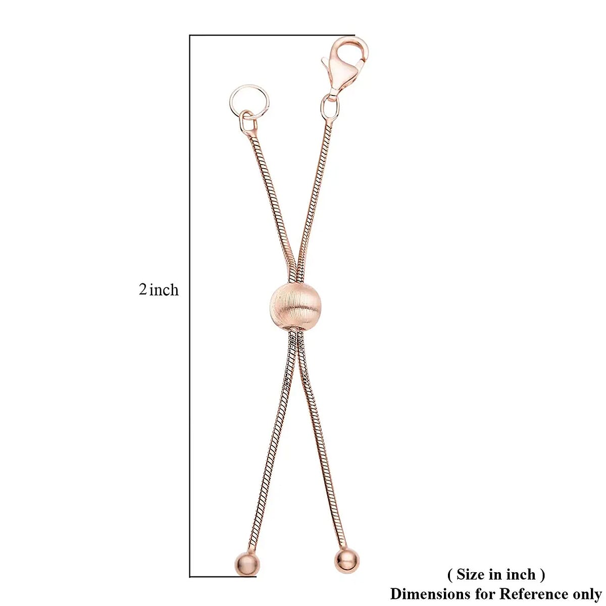 9mm Lobster Lock with 2Inch Each Side Snake Extender Chain and 6mm Adjusting Cat Eye Beads in 14K RG Over Sterling Silver image number 6