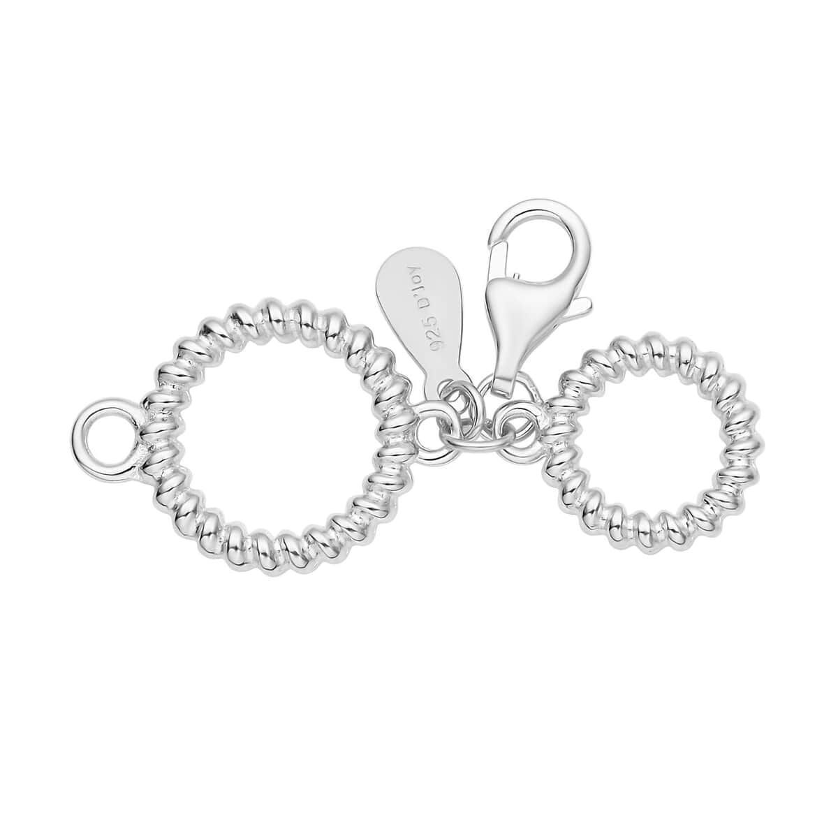 Rhodium Over Sterling Silver 9mm Lobster Lock with Round Pattern image number 0