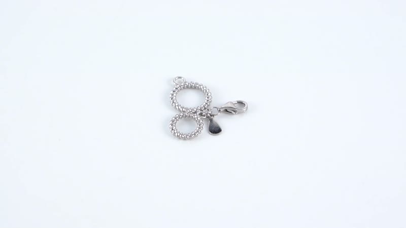 Rhodium Over Sterling Silver 9mm Lobster Lock with Round Pattern (9x1.9mm/11x1.9mm)