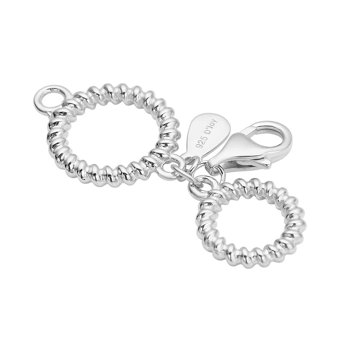 Rhodium Over Sterling Silver 9mm Lobster Lock with Round Pattern image number 1