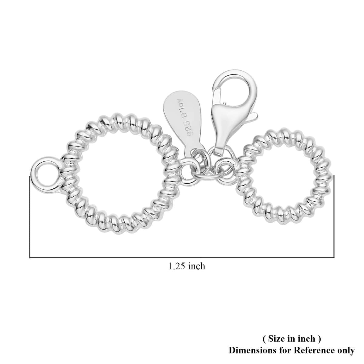 Rhodium Over Sterling Silver 9mm Lobster Lock with Round Pattern (9x1.9mm/11x1.9mm) image number 2