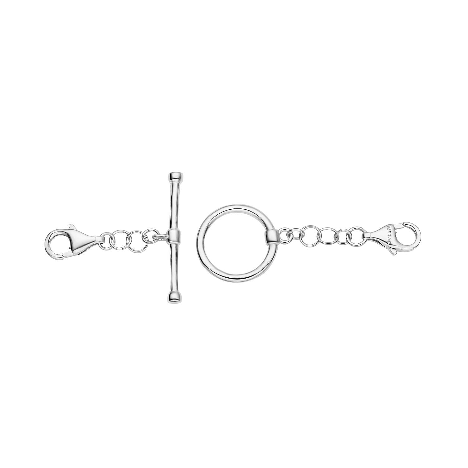Rhodium Over Sterling Silver Toggle Clasp Extender with Double 9mm Lobster Lock