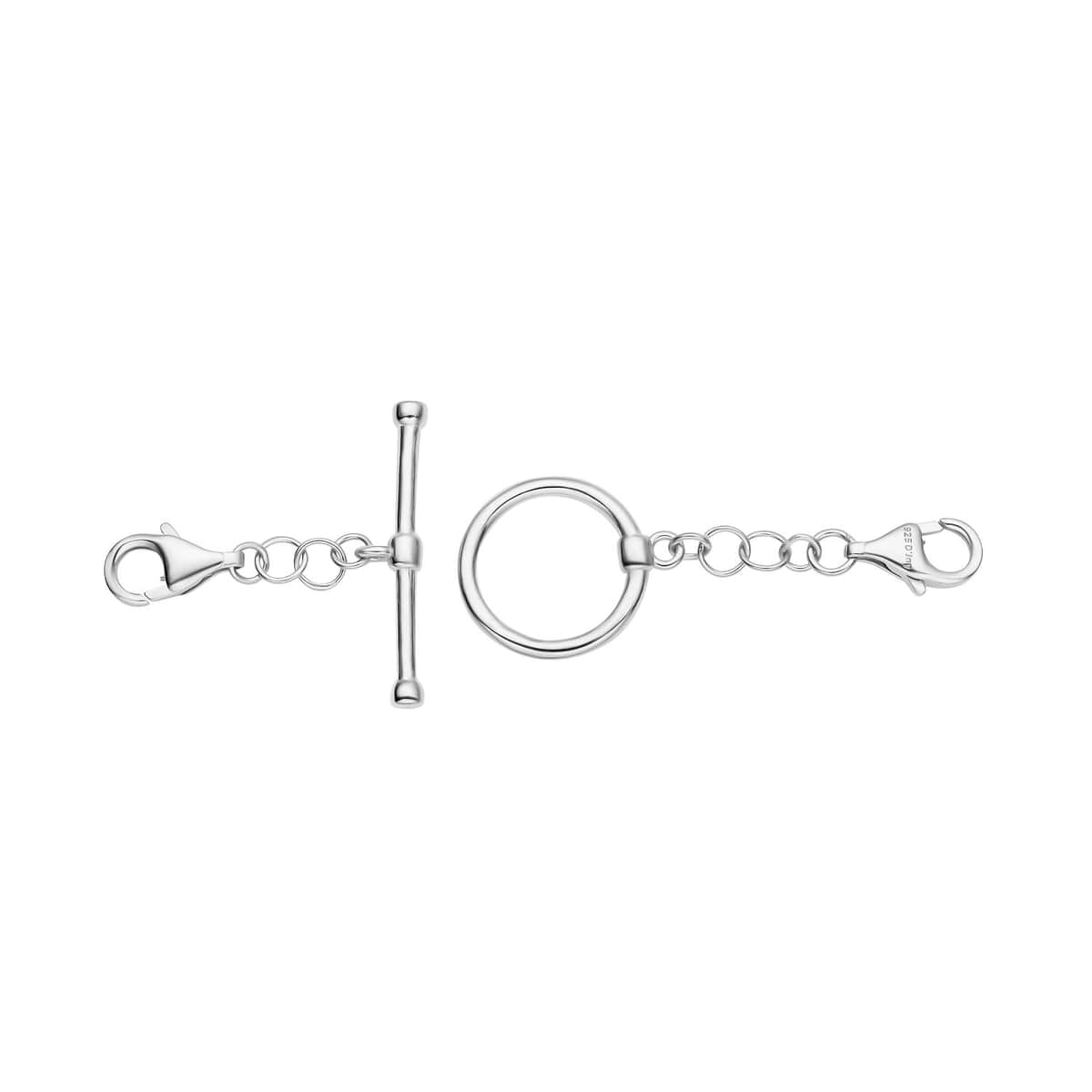Rhodium Over Sterling Silver Toggle Clasp Extender with Double 9mm Lobster Lock image number 0