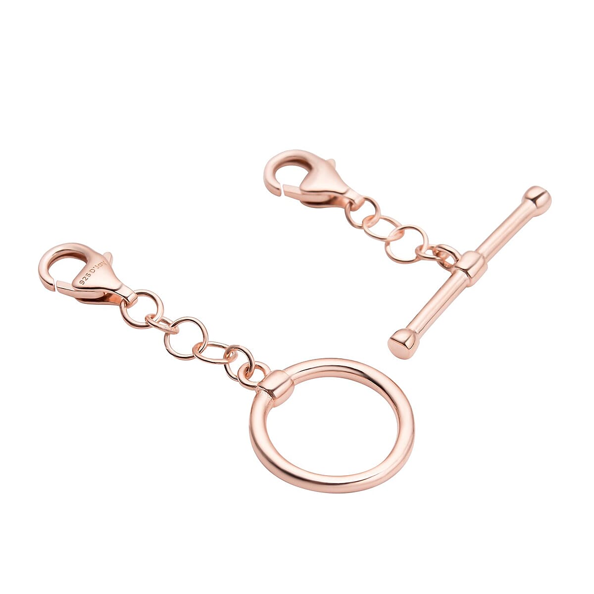 14K Rose Gold Over Sterling Silver Toggle Clasp Extender with Double 9mm Lobster Lock image number 1