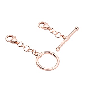 14K Rose Gold Over Sterling Silver Toggle Clasp Extender with Double 9mm Lobster Lock