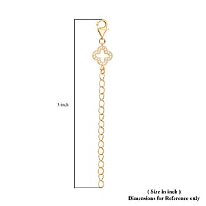 Simulated Diamond Plum Blossom Pattern Lobster Lock with 2 Inch Extender Chain in 14K Yellow Gold Over Sterling Silver