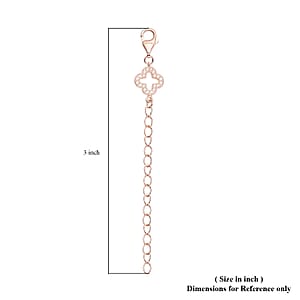 Simulated Diamond Plum Blossom Pattern Lobster Lock with 2In Extender Chain in 14K Rose Gold Over Sterling Silver